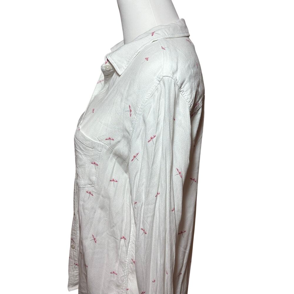 Rails Kate Umbrellas Shirt Womens Small White Pink Print Rayon Button Front Top - Picture 4 of 8